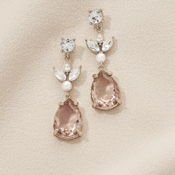 Olive + Piper Jewelry - Olive + Piper Rosalind gold blush drop earrings, bridal, prom,